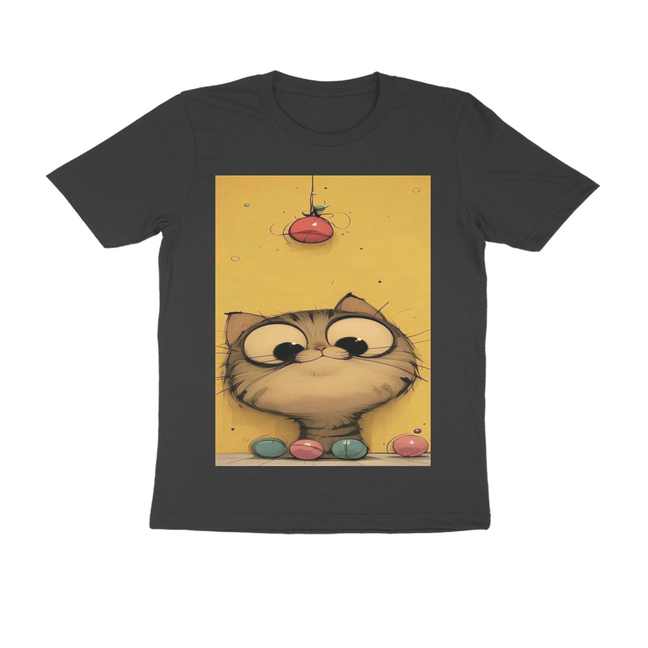 Front View - Whisker Watcher — Regular Fit Tee Black