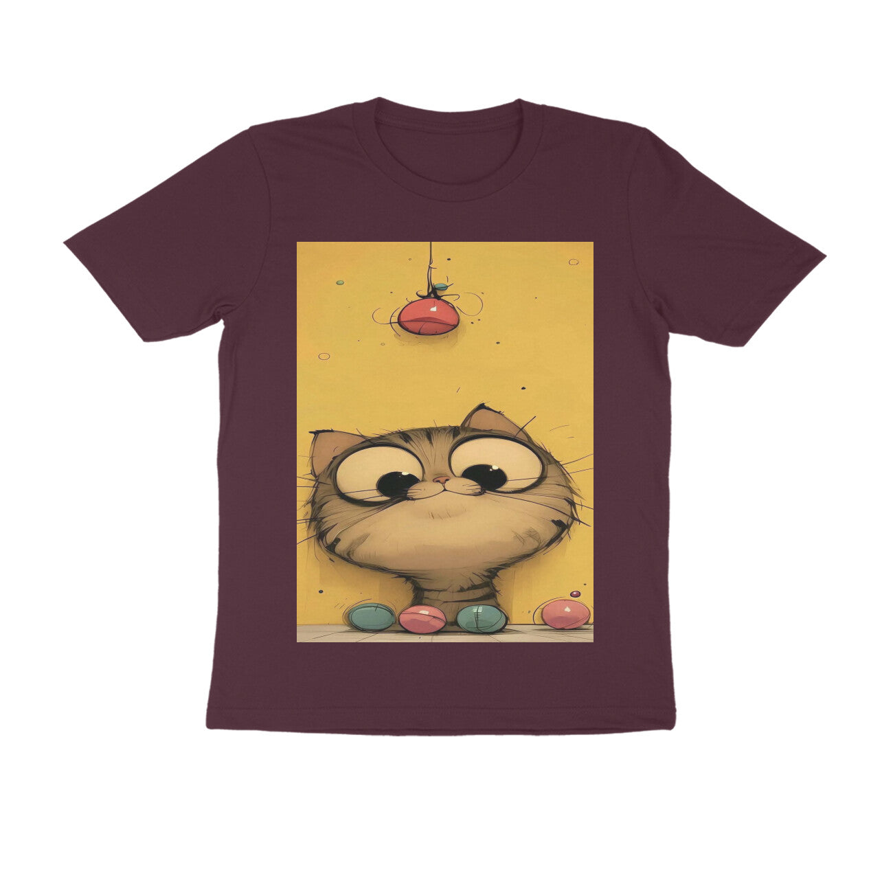 Front View - Whisker Watcher — Regular Fit Tee Burgundy