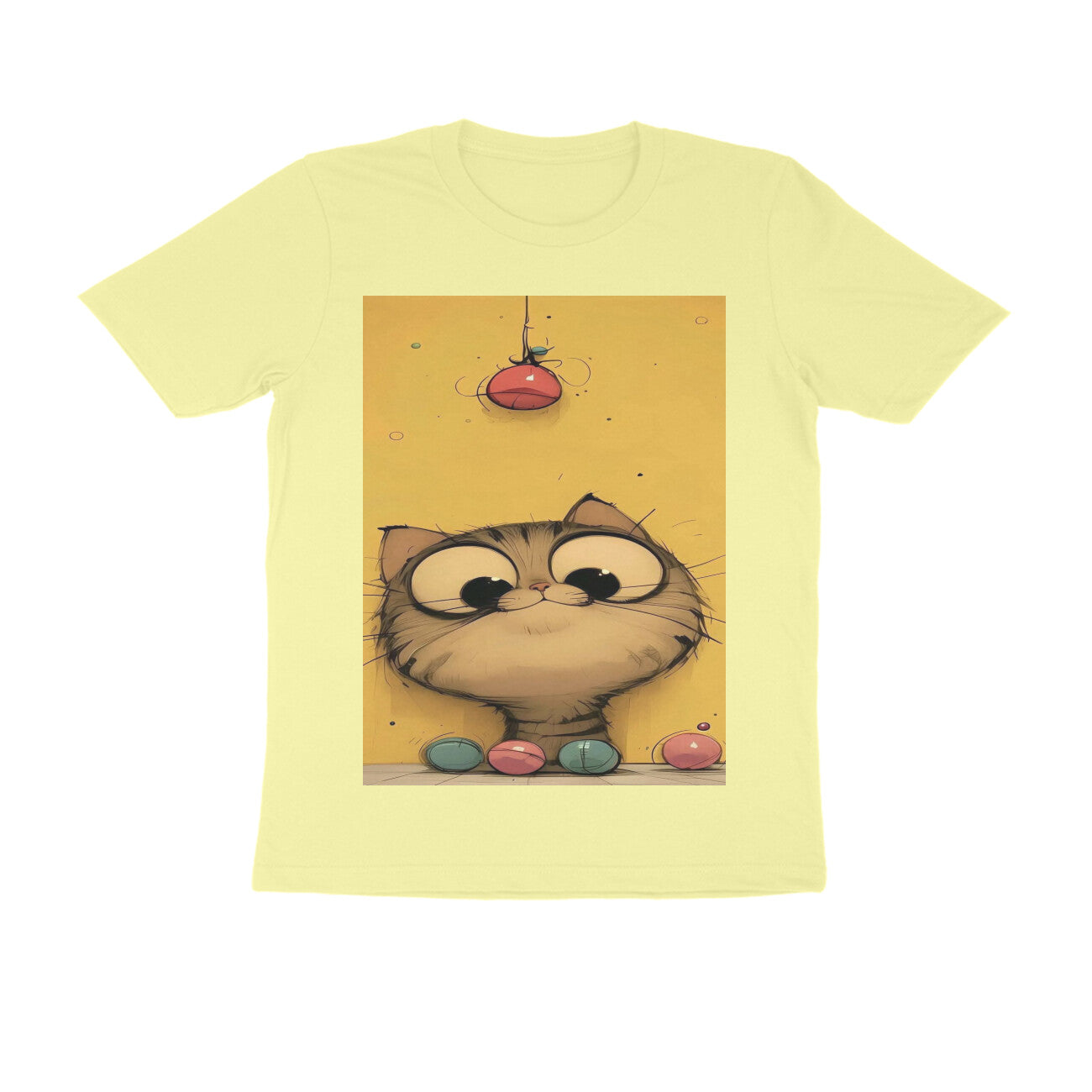 Front View - Whisker Watcher — Regular Fit Tee Butter Yellow