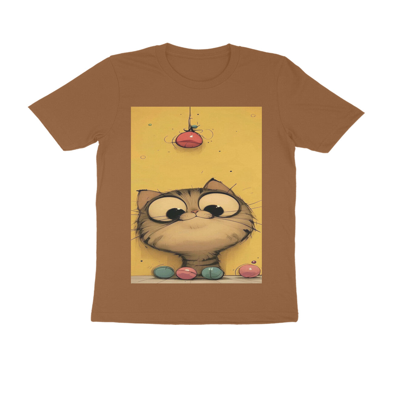 Front View - Whisker Watcher — Regular Fit Tee Chocolate Brown