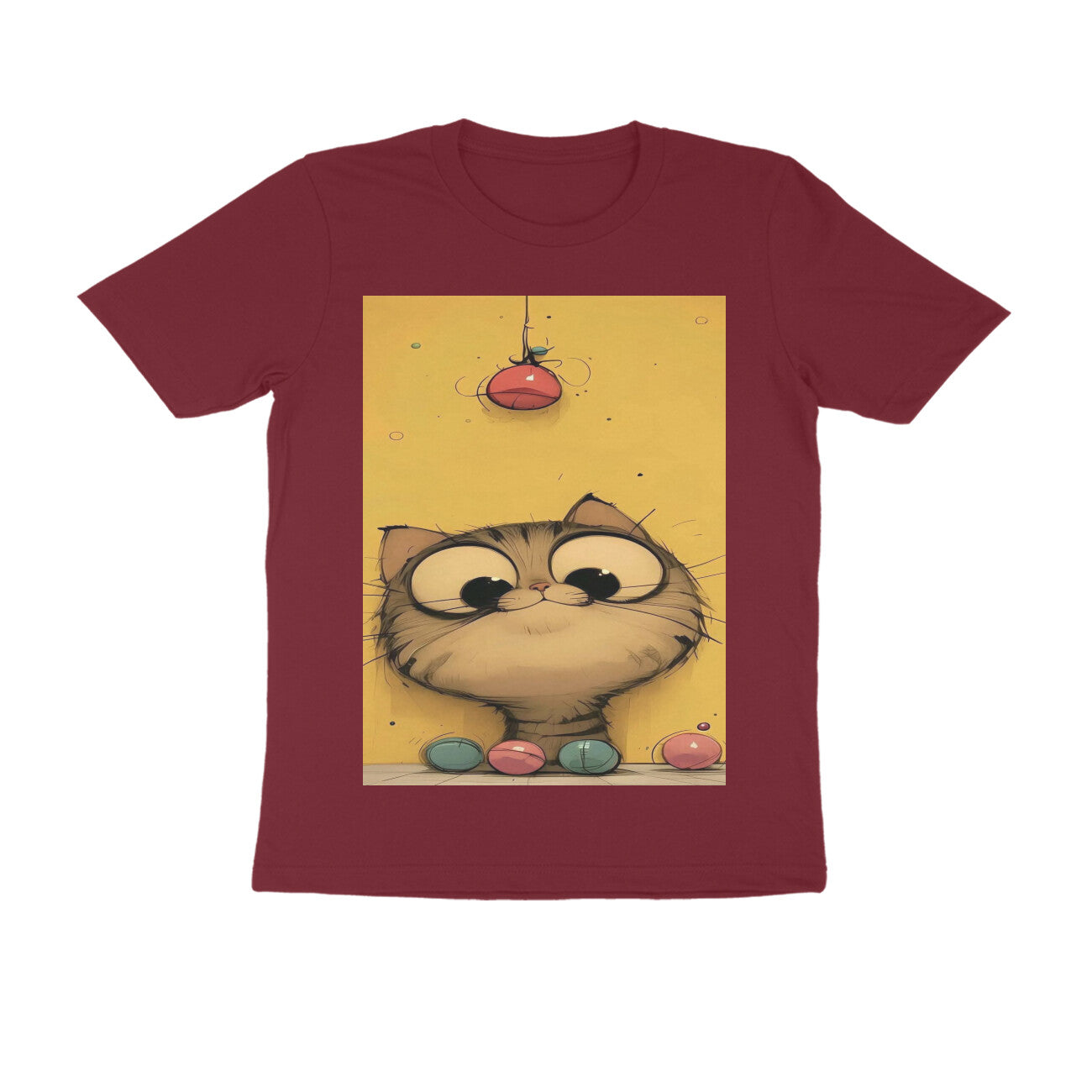 Front View - Whisker Watcher — Regular Fit Tee Maroon