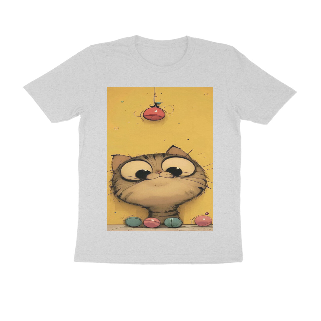 Front View - Whisker Watcher — Regular Fit Tee Melange Grey