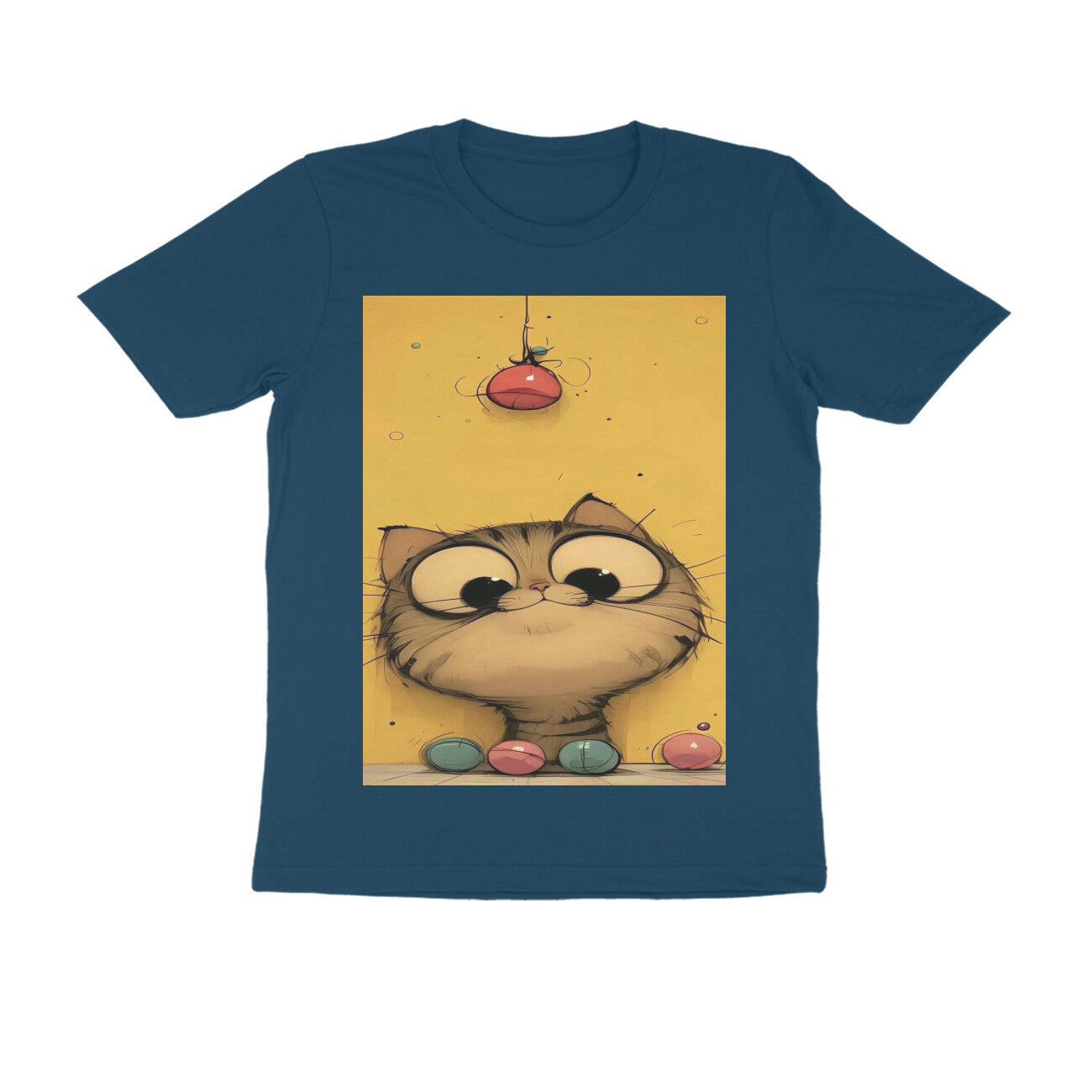 Front View - Whisker Watcher — Regular Fit Tee Navy Blue