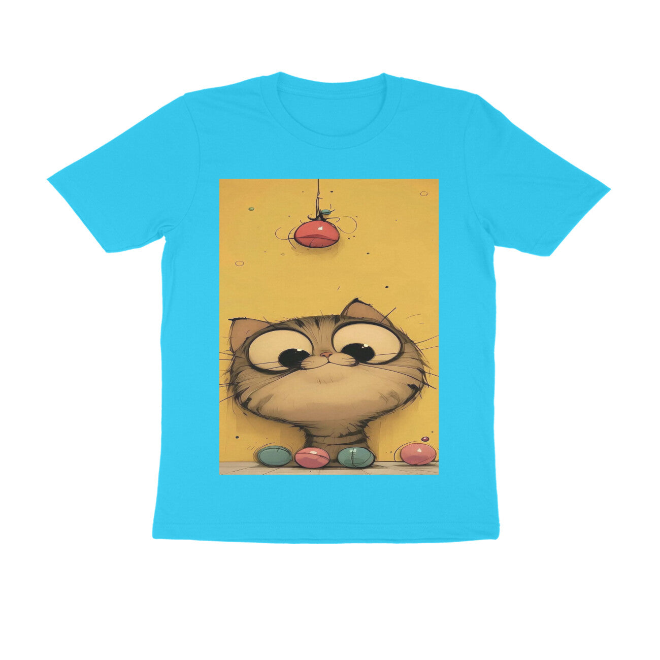 Front View - Whisker Watcher — Regular Fit Tee Sky Blue