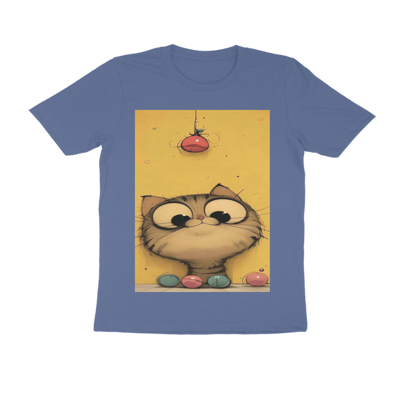 Front View - Whisker Watcher — Regular Fit Tee Smoke Blue