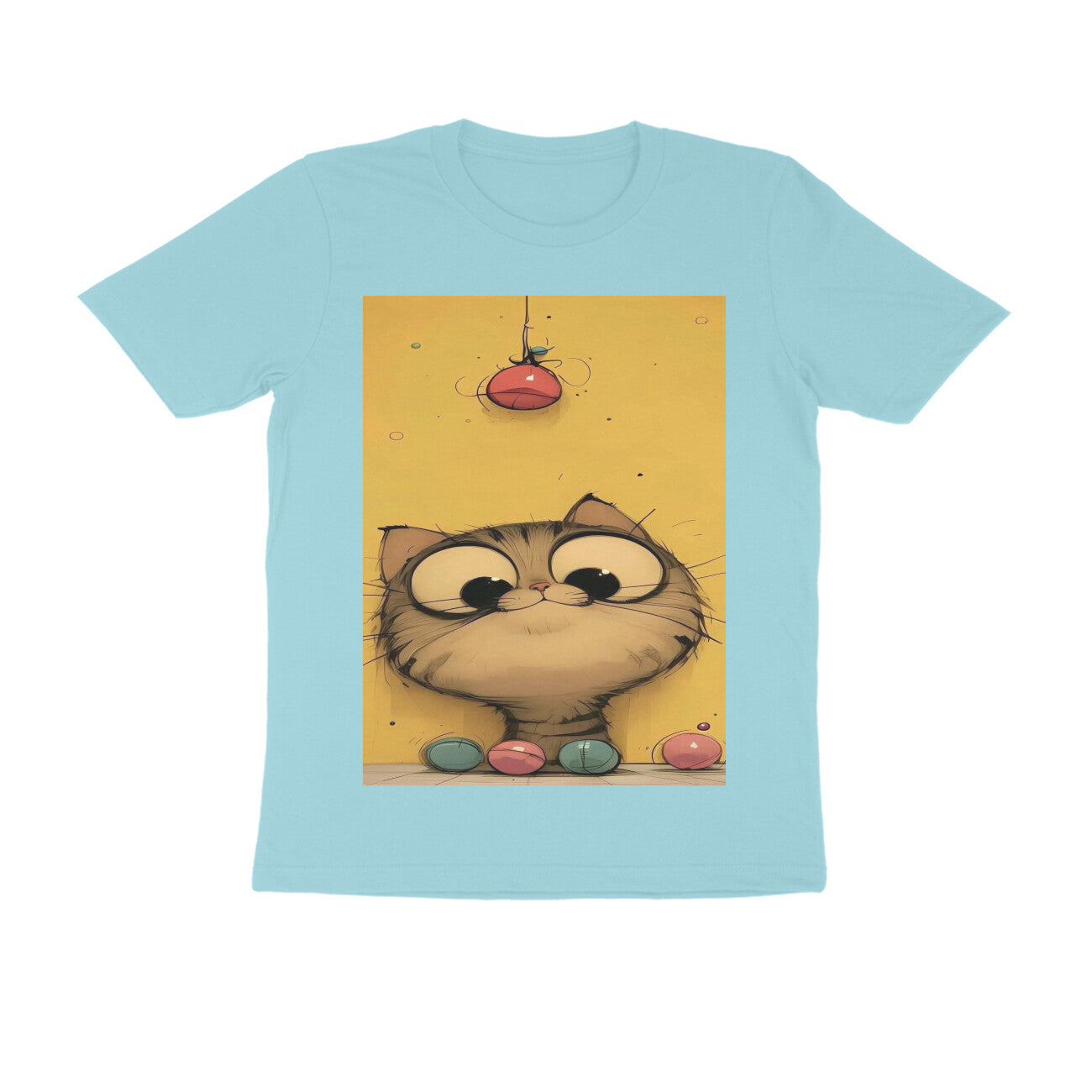 Front View - Whisker Watcher — Regular Fit Tee Surf Blue