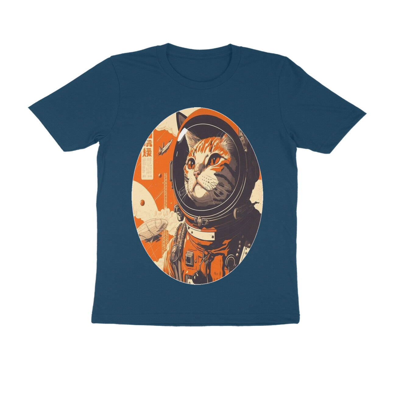 Front View - Cosmic Whisker — Regular Fit Tee Navy Blue
