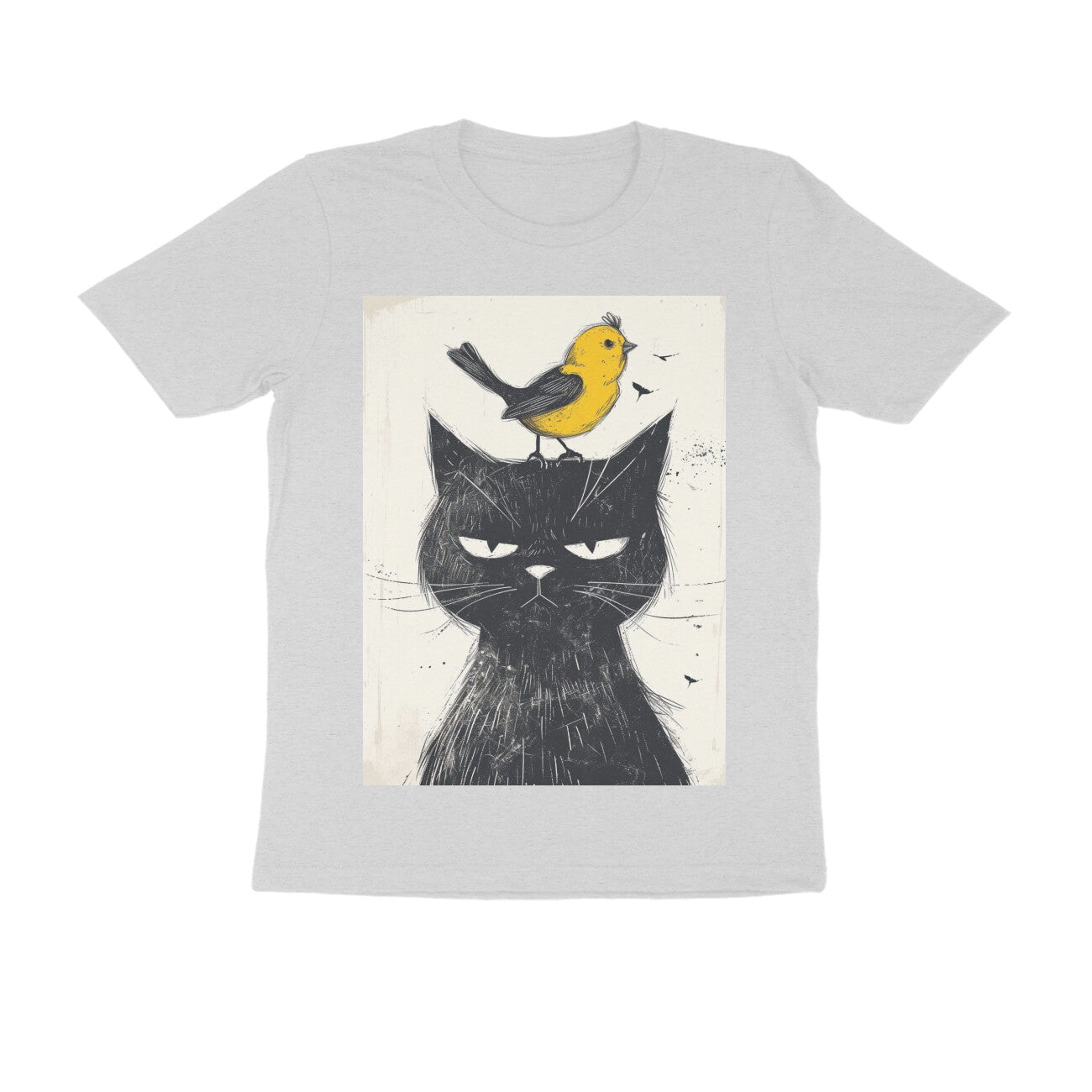 Front View - Unbothered Beast — Regular Fit Tee Melange Grey