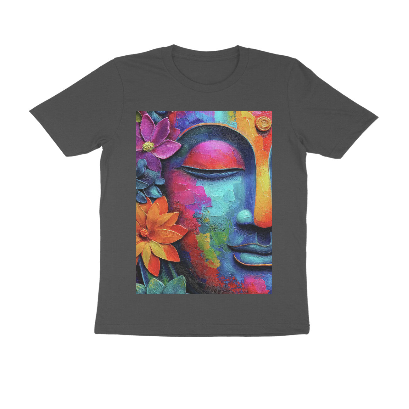 Front View - Karma — Regular Fit Tee Charcoal Grey