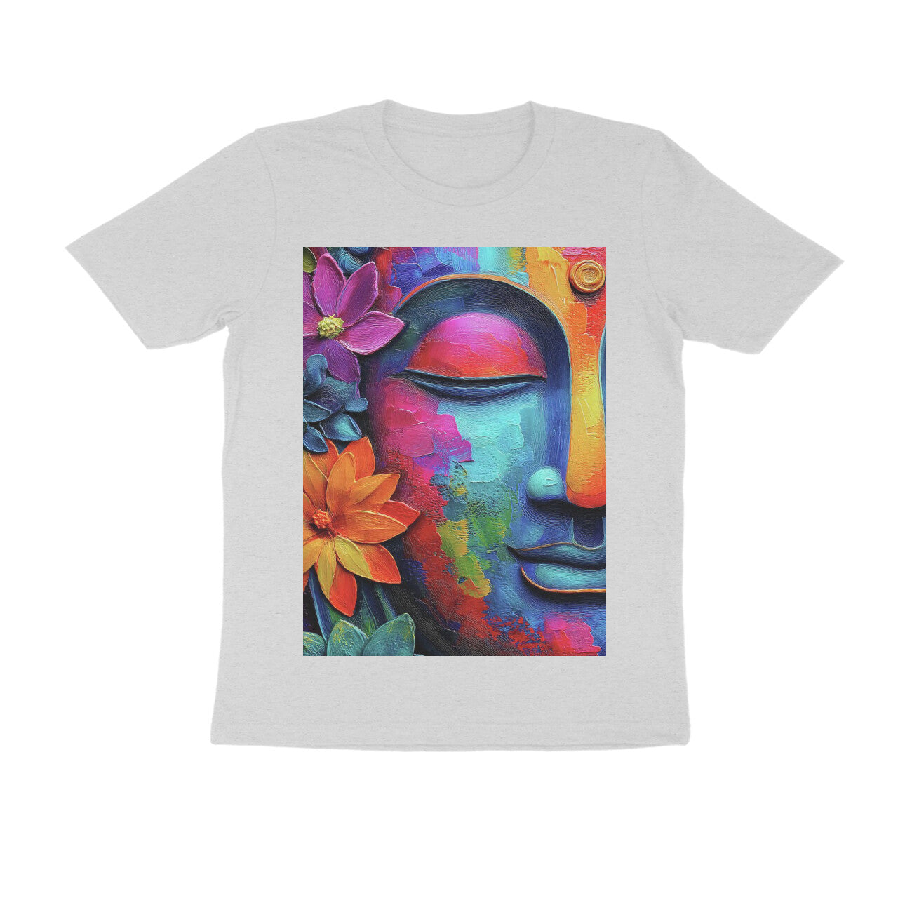 Front View - Karma — Regular Fit Tee Melange Grey