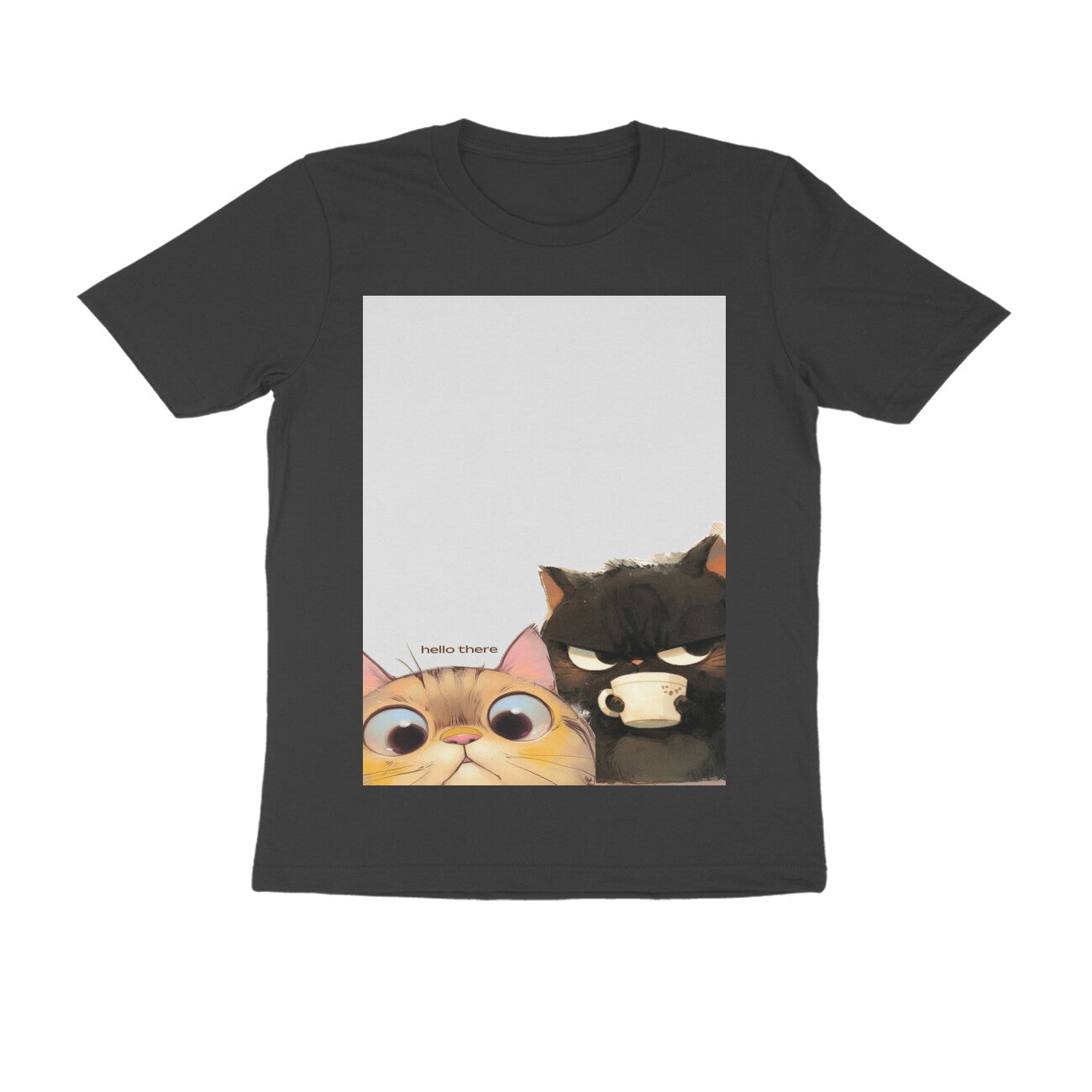 Front View - Feline Friends — Regular Fit Tee Black