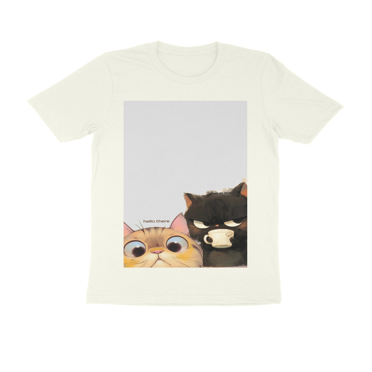 Front View - Feline Friends — Regular Fit Tee Ivory