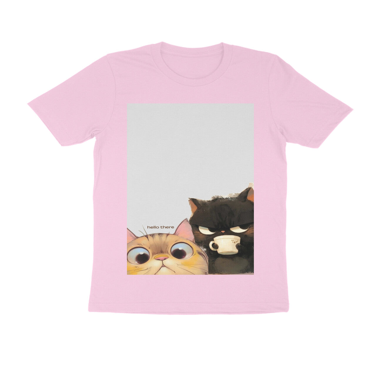 Front View - Feline Friends — Regular Fit Tee Light Pink