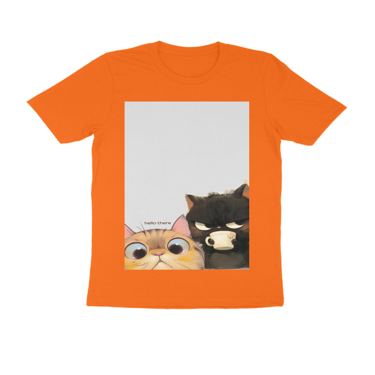 Front View - Feline Friends — Regular Fit Tee Orange