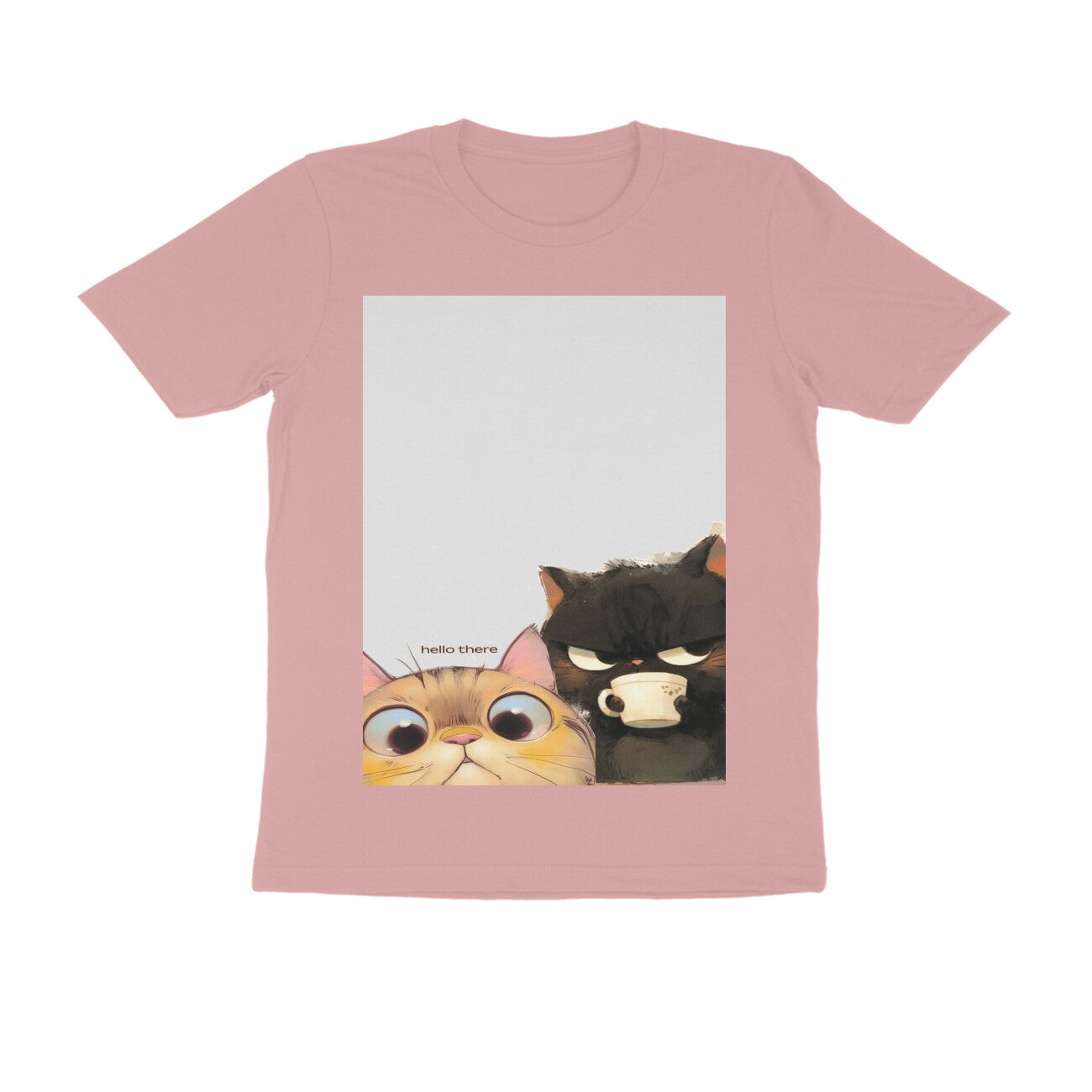 Front View - Feline Friends — Regular Fit Tee Pastel Dusty