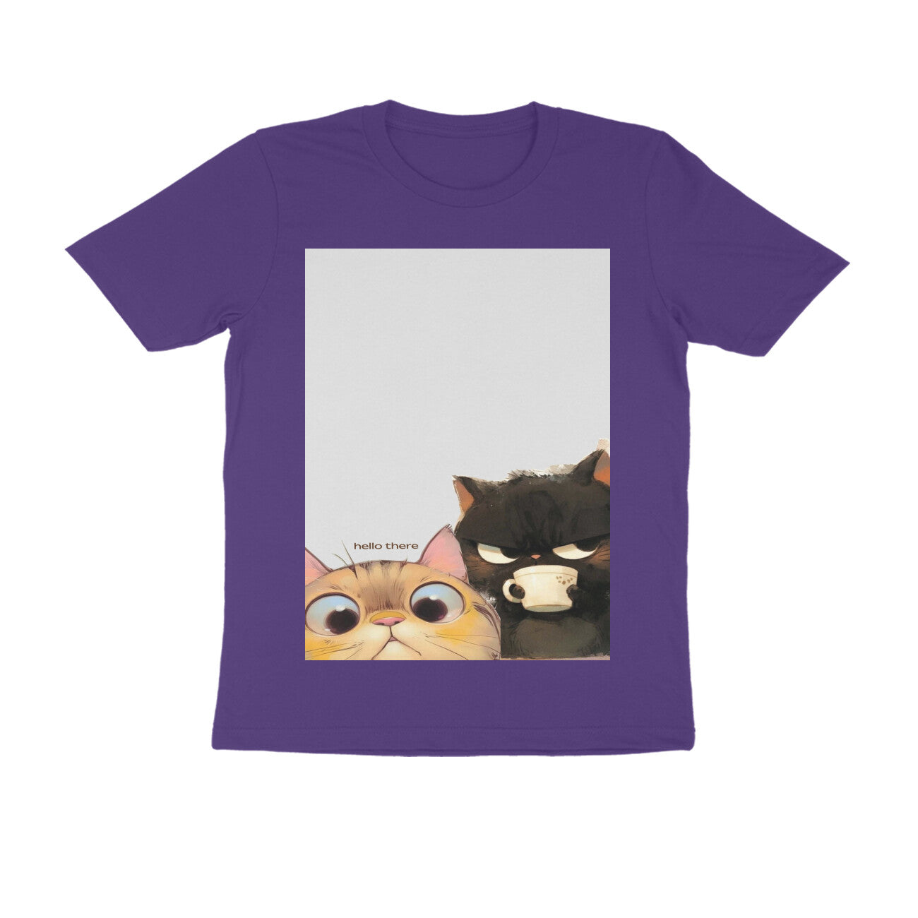 Front View - Feline Friends — Regular Fit Tee Purple