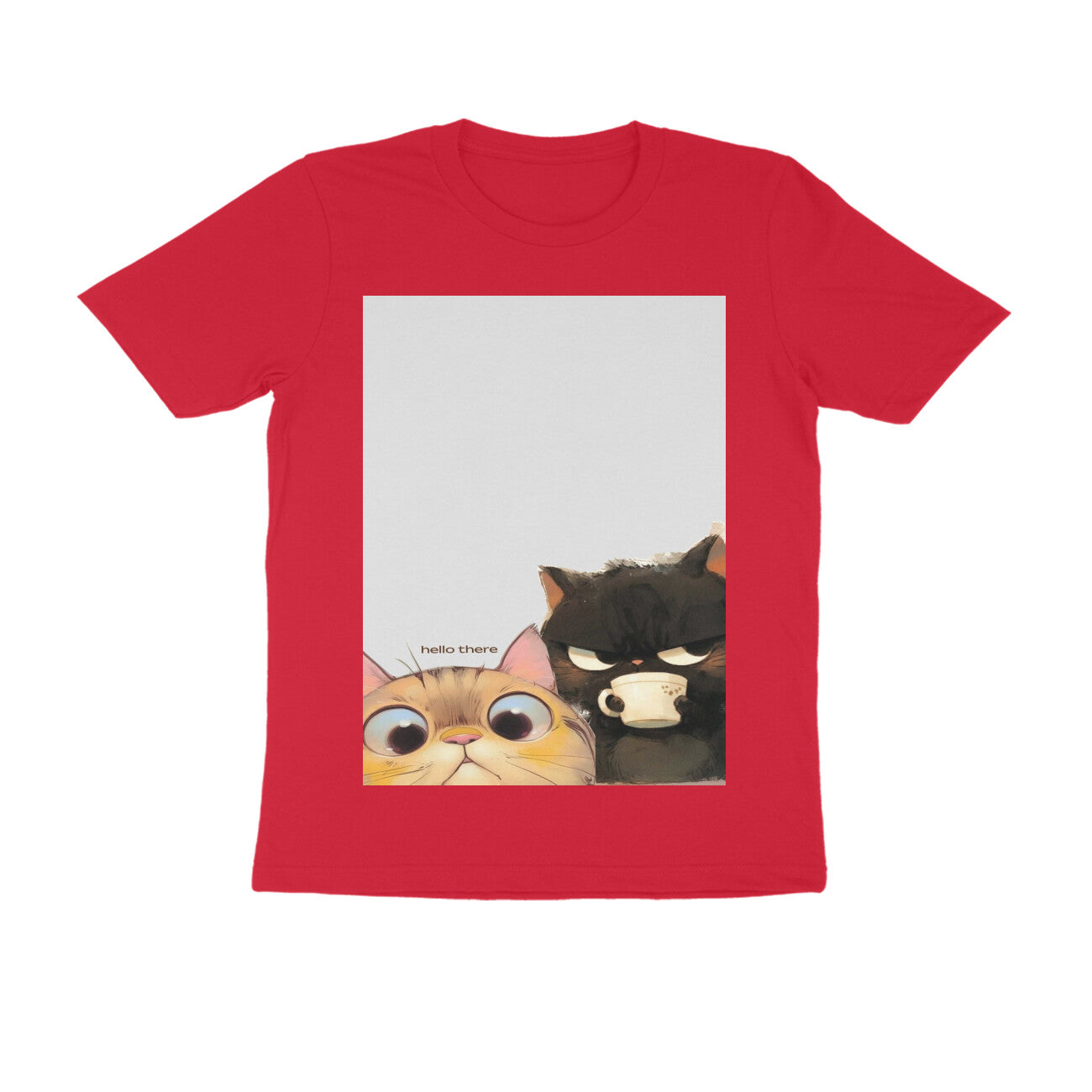 Front View - Feline Friends — Regular Fit Tee Red