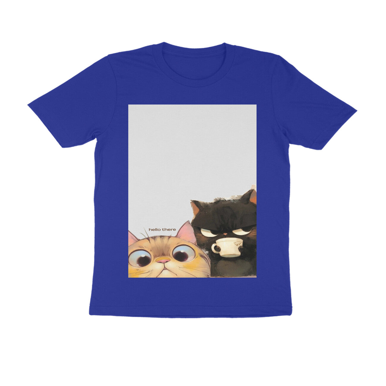 Front View - Feline Friends — Regular Fit Tee Royal Blue