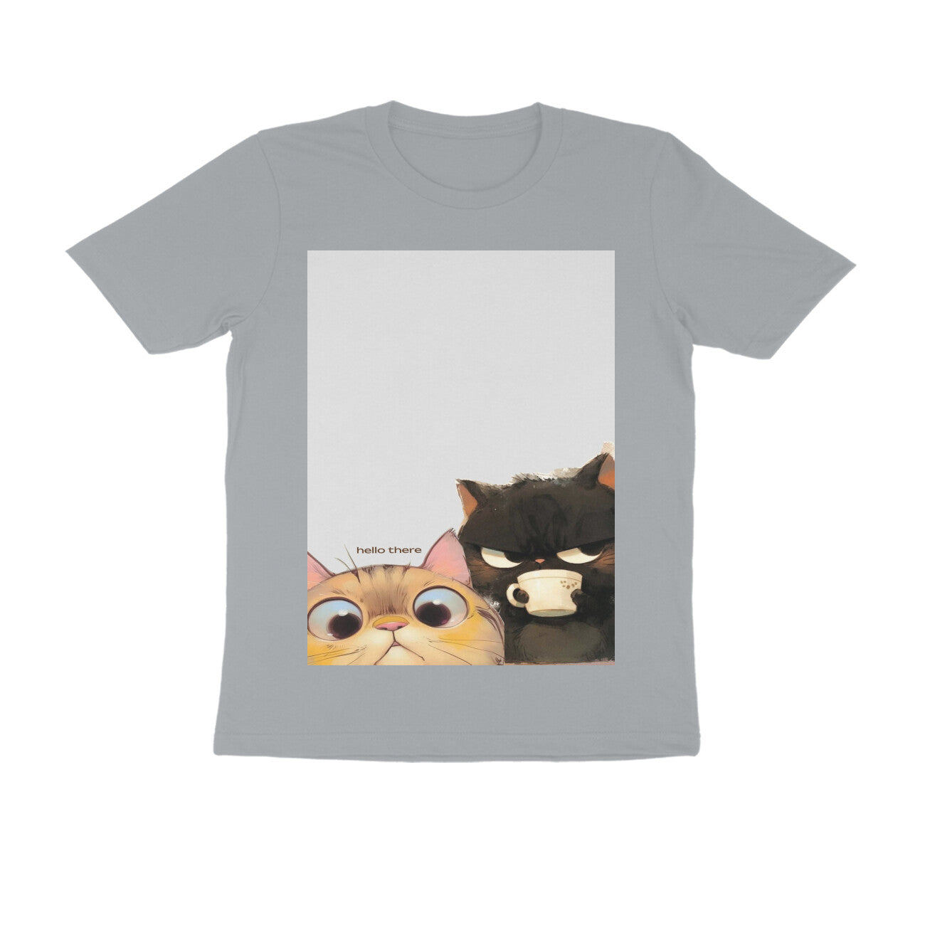 Front View - Feline Friends — Regular Fit Tee Silver Frost