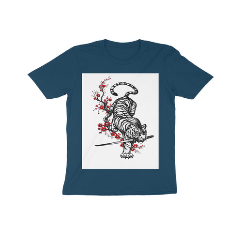 Front View - Bushido Bengal — Kids Tee Navy Blue