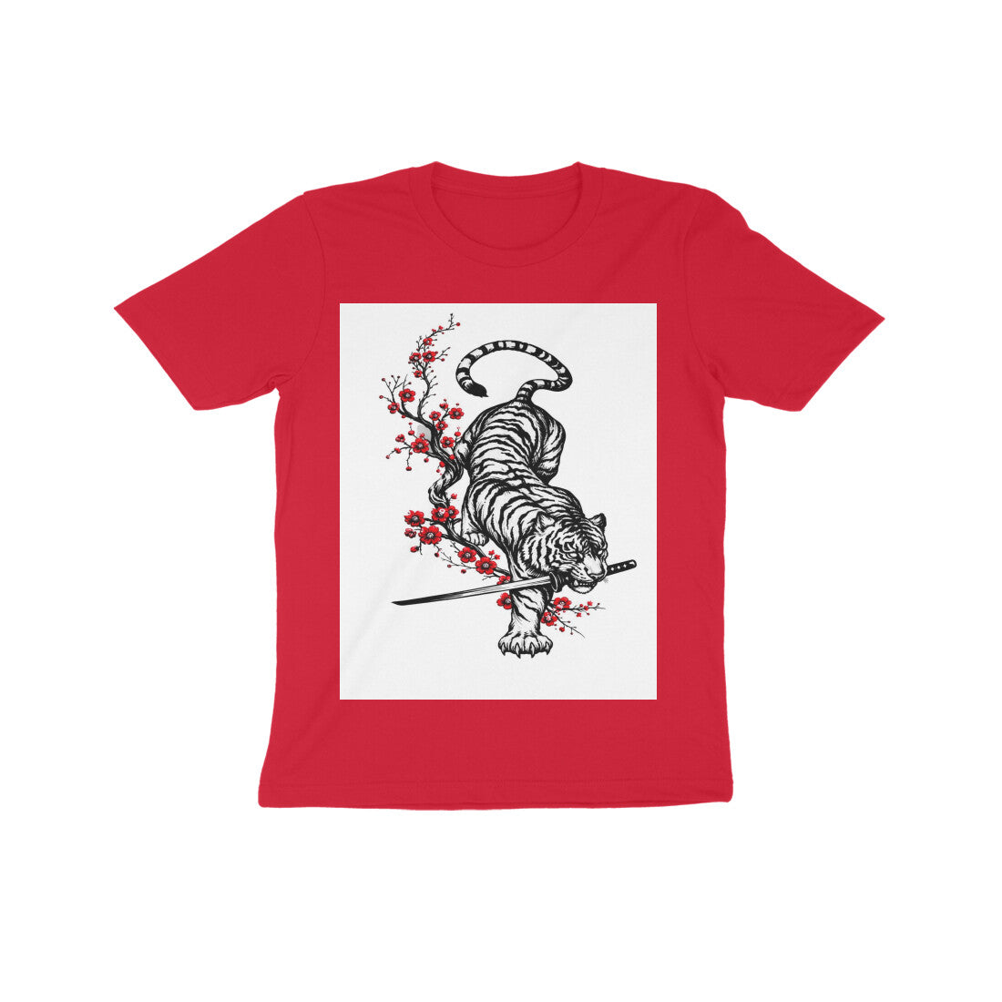 Front View - Bushido Bengal — Kids Tee Red