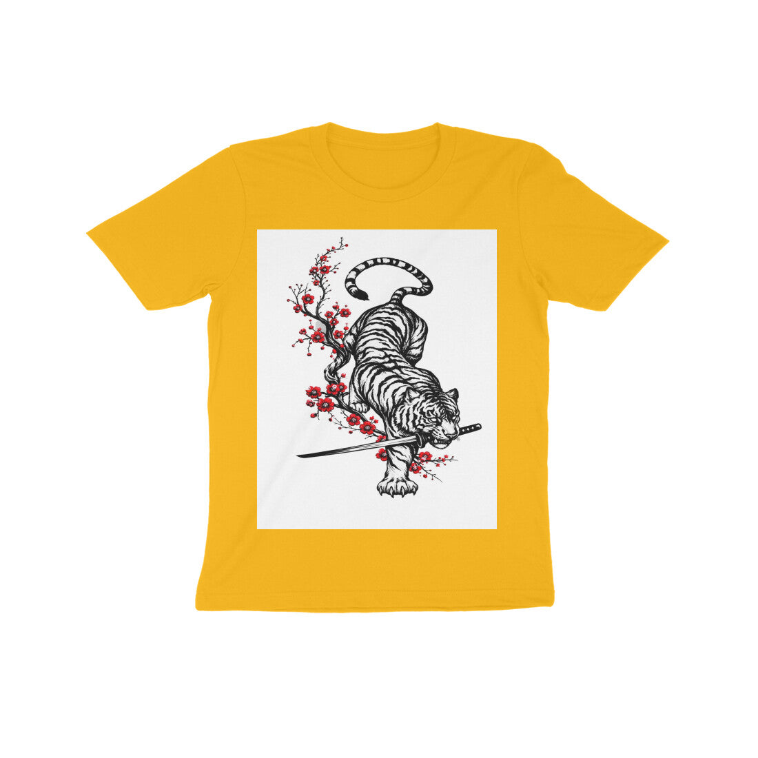 Front View - Bushido Bengal — Kids Tee Golden Yellow