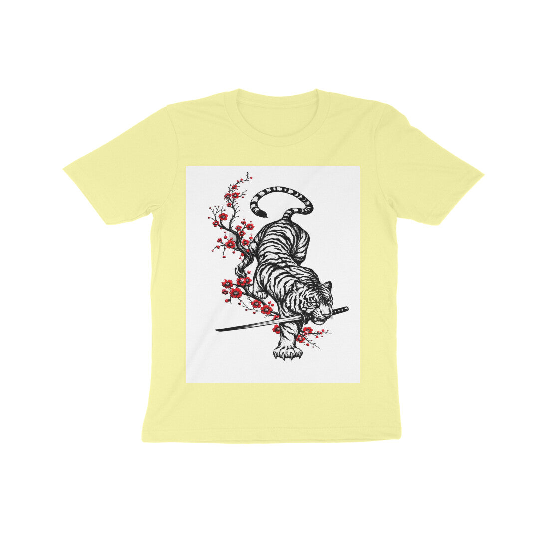 Front View - Bushido Bengal — Kids Tee Butter Yellow