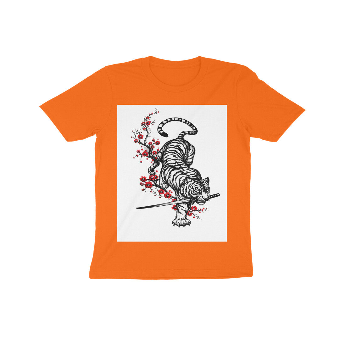 Front View - Bushido Bengal — Kids Tee Orange