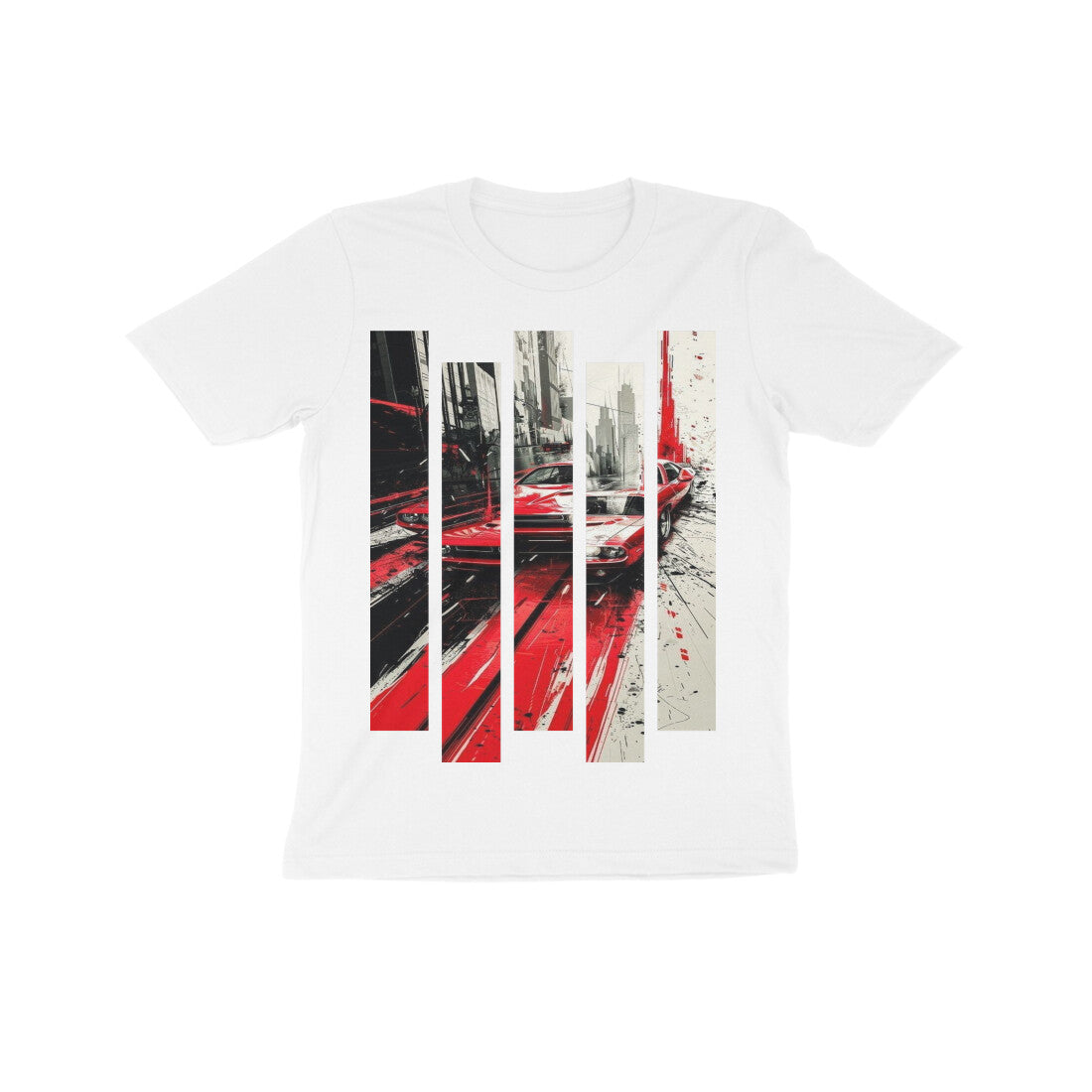 Front View - Crimson Velocity — Kids Tee White