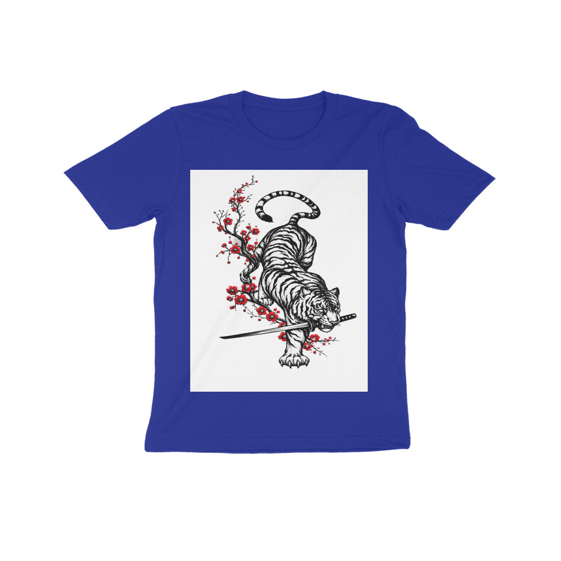 Front View - Bushido Bengal — Kids Tee Royal Blue