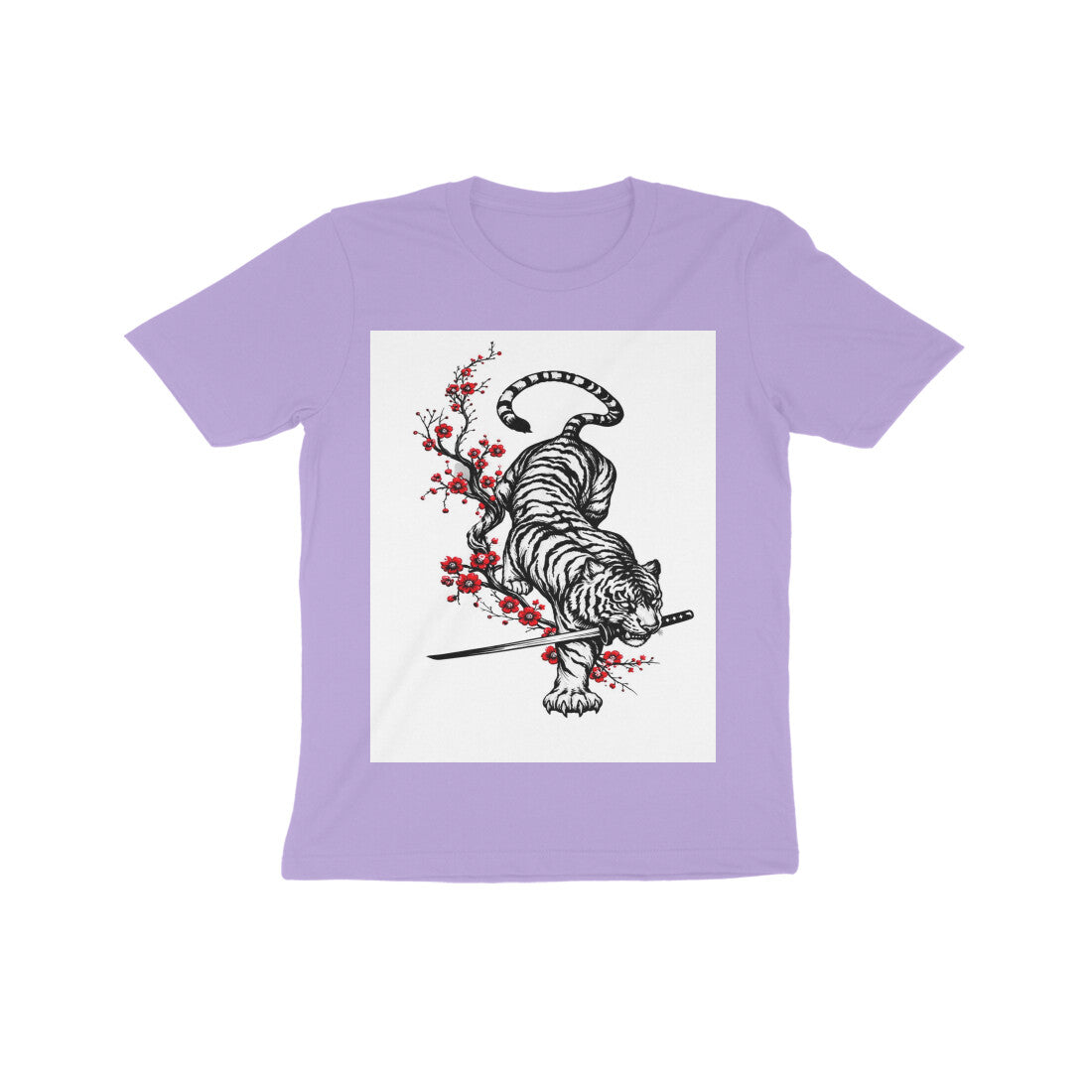 Front View - Bushido Bengal — Kids Tee Iris Lavender