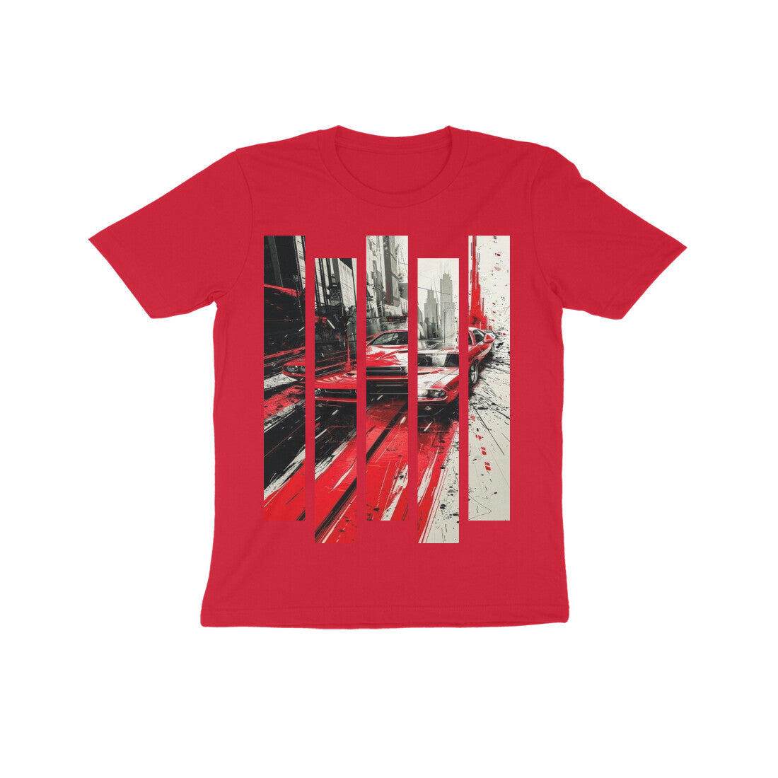 Front View - Crimson Velocity — Kids Tee Red