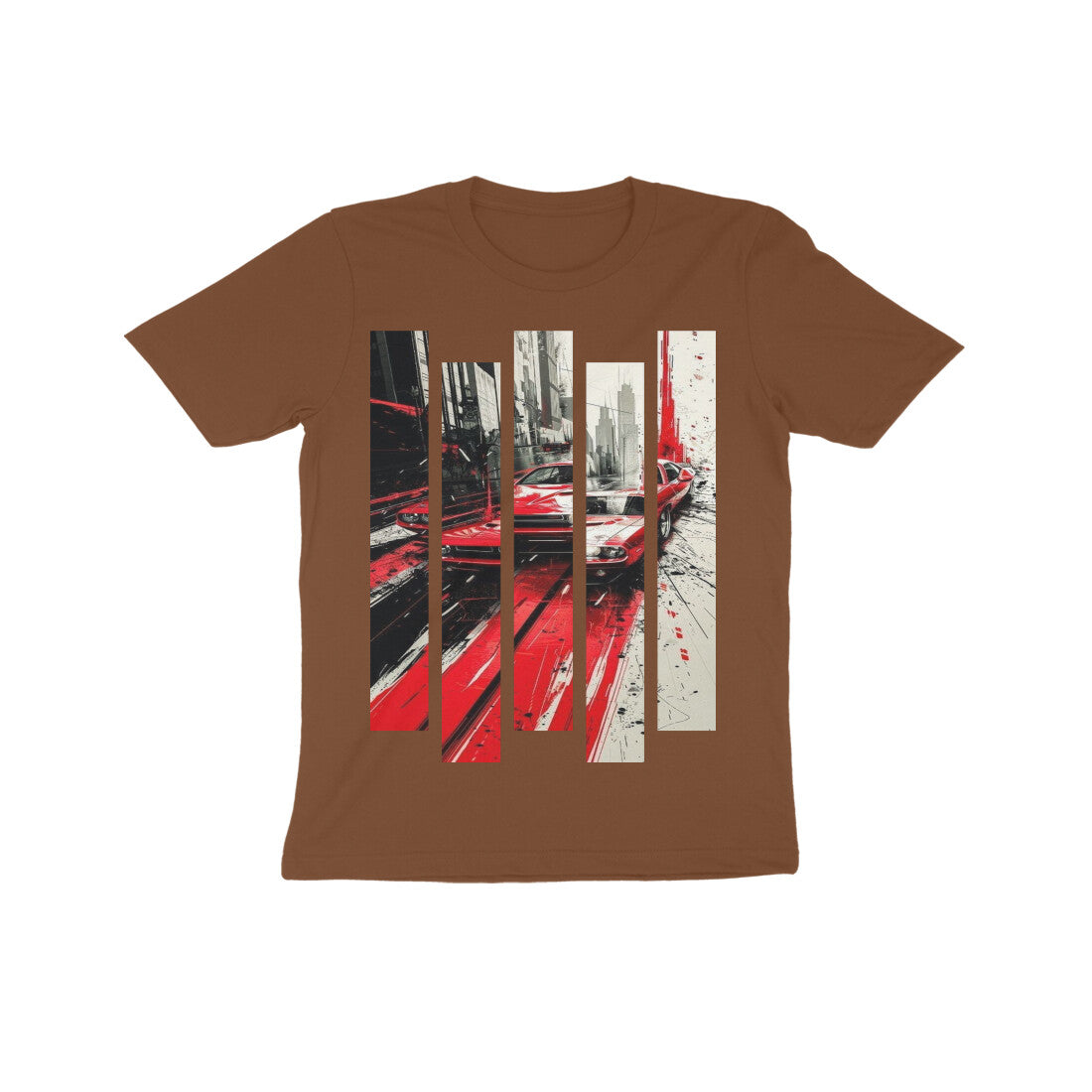 Front View - Crimson Velocity — Kids Tee Coffee Brown
