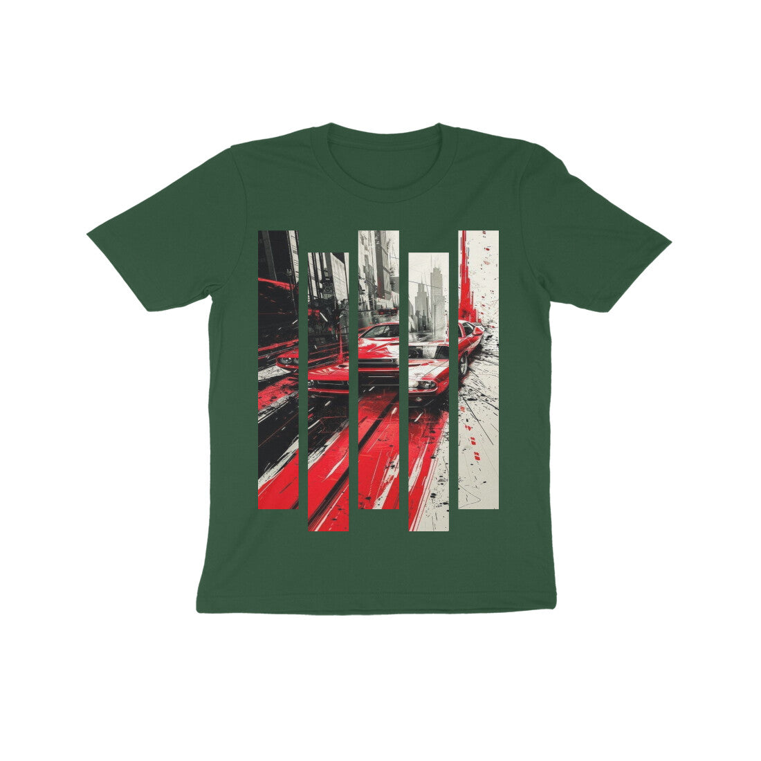 Front View - Crimson Velocity — Kids Tee Olive Green