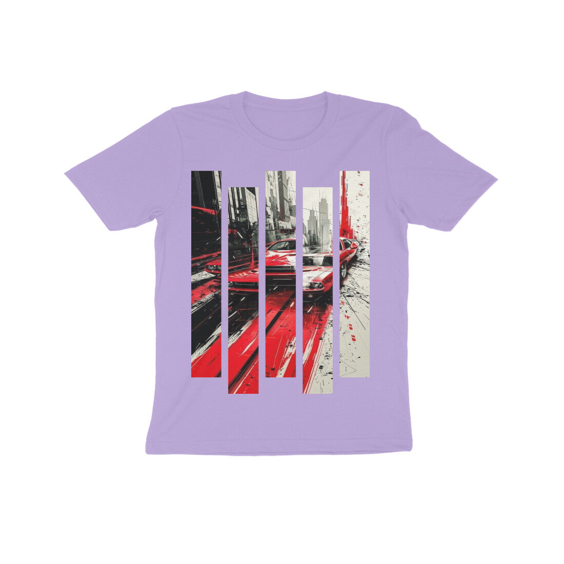 Front View - Crimson Velocity — Kids Tee Iris Lavender