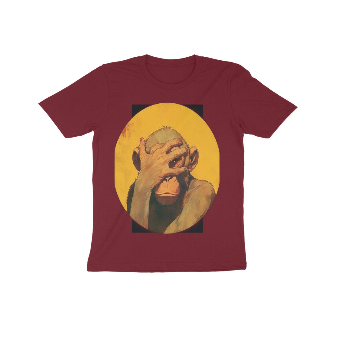 Front View - Vaanar Peek — Kids Tee Maroon