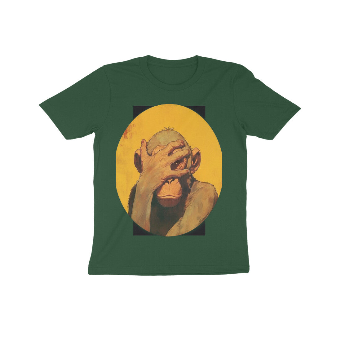 Front View - Vaanar Peek — Kids Tee Olive Green