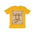 Front View - Feline Vitruvian — Kids Tee Golden Yellow